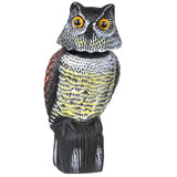 Maxbell 2pcs Large Realistic Owl Decoy w/ Rotating Head Bird Crow Scarer Scarecrow