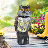 Maxbell 2pcs Large Realistic Owl Decoy w/ Rotating Head Bird Crow Scarer Scarecrow