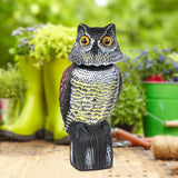 Maxbell 2pcs Large Realistic Owl Decoy w/ Rotating Head Bird Crow Scarer Scarecrow