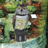 Maxbell 2pcs Large Realistic Owl Decoy w/ Rotating Head Bird Crow Scarer Scarecrow