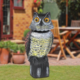 Maxbell 2pcs Large Realistic Owl Decoy w/ Rotating Head Bird Crow Scarer Scarecrow
