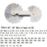 Maxbell 55 Deg Imperial+60 Metric Thread Pitch Gauge Measure Screw 58 Pieces - Aladdin Shoppers