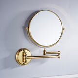 Maxbell Maxbell Easy Install Bathroom Wall Mounted Round Base Design Magnifying Dual Side Adjustable Makeup Beauty Mirror Gold