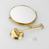 Maxbell Maxbell Easy Install Bathroom Wall Mounted Round Base Design Magnifying Dual Side Adjustable Makeup Beauty Mirror Gold