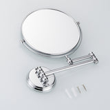 Maxbell Maxbell Easy Install Bathroom Wall Mounted Round Base Design Magnifying Dual Side Adjustable Makeup Beauty Mirror Chrome