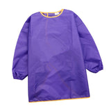 Maxbell 2x Kids Long Sleeve Apron Drawing Painting Waterproof Smock Red Purple