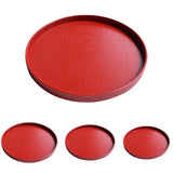 Maxbell 4pcs Natural Wood Round Serving Bread Plates Wooden Food Dish Tea Tray Red - Aladdin Shoppers