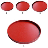 Maxbell 4pcs Natural Wood Round Serving Bread Plates Wooden Food Dish Tea Tray Red - Aladdin Shoppers