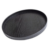 Maxbell Round Wooden Plate Food Snack Serving Trays Salad Bowl Black 21cm+24cm