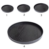 Maxbell Round Wooden Plate Food Snack Serving Trays Salad Bowl Black 21cm+24cm