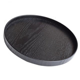 Maxbell Round Wooden Plate Food Snack Serving Trays Salad Bowl Black 21cm+24cm