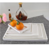 Melamine Hotel Serving Tray Dishes Cup Glass Cake Set White G 29x21cm