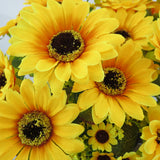Maxbell 5Pcs Beautiful Lifelike Artificial Flower Home Office Decor Yellow Sunflower