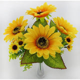 Maxbell 2Pcs Beautiful Lifelike Artificial Flower Home Office Decor Yellow Sunflower