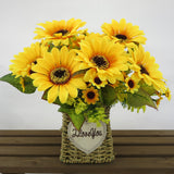 Maxbell 2Pcs Beautiful Lifelike Artificial Flower Home Office Decor Yellow Sunflower