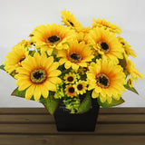 Maxbell 2Pcs Beautiful Lifelike Artificial Flower Home Office Decor Yellow Sunflower