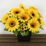 Maxbell 2Pcs Beautiful Lifelike Artificial Flower Home Office Decor Yellow Sunflower