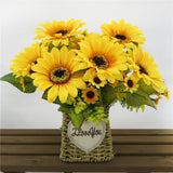 Maxbell 5Pcs Beautiful Lifelike Artificial Flower Home Office Decor Yellow Sunflower