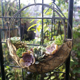 Maxbell 2pcs Retro Iron Moon Shape Succulent Pot Metal Hanging Planter Plant Holder