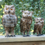Maxbell 2pcs/set Artificial Owl Bird Feather Realistic Taxidermy Home Garden Decor