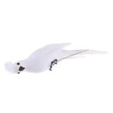 Maxbell 2x Realistic Parrot Artificial Feather Bird Animal Ornament White Yellow