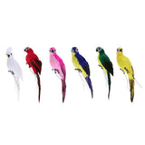 Maxbell 2x Realistic Parrot Artificial Feather Bird Animal Ornament White Yellow