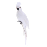 Maxbell 2x Realistic Parrot Artificial Feather Bird Animal Ornament White Yellow