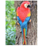 Maxbell 2x Resin Parrot Bird Model Toy Animal Ornament Hanging Decor Red & Blue 31cm