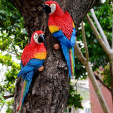 Maxbell 2x Realistic Parrot Resin Bird Animal Ornament Hanging 31cm Look Left Red