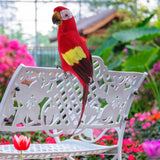 Maxbell 2pcs Feathered Artificial Macaw Bird Home Garden Decor Parrot Green&Red