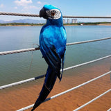 Maxbell Blue & Red Bird Feather Realistic Home Garden Decor Ornament Parrot Bird