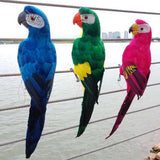 Maxbell 2pcs Feathered Artificial Macaw Bird Home Garden Decor Parrot Green&Red