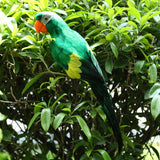 Maxbell 2pcs Feathered Artificial Macaw Bird Home Garden Decor Parrot Green&Red