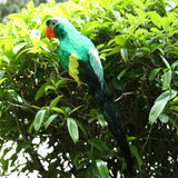 Maxbell 2pcs Feathered Artificial Macaw Bird Home Garden Decor Parrot Green&Red