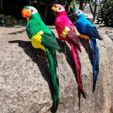 Maxbell 2pcs Feathered Artificial Macaw Bird Home Garden Decor Parrot Green&Red