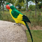 Maxbell 2pcs Feathered Artificial Macaw Bird Home Garden Decor Parrot Green&Red