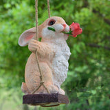 Maxbell Resin Simulation Swing Animals Figurine Garden Ornament Decor Rabbit#2 - Aladdin Shoppers