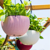 Maxbell 2pcs Plastic Flower Pot Hanging Basket Garden Planter Balcony Decoration