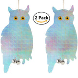 Maxbell 4x Reflective Owl Decoy & Bird Repellent Scarecrow Bird Deterrent with Bells