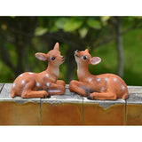 Maxbell 2pcs Resin Craft Mini Deer Lying Left & Right Micro Landscape Home Ornament