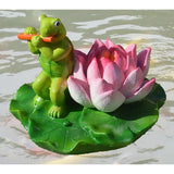 Maxbell Water Floating Turtle Lotus Leaf Ornament Pond Decor 13 Green Turtle Flute