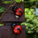 Maxbell 10Pcs Mini Metal Ladybug Fence Hanger Wall Hanging Outdoor Garden Decor Red