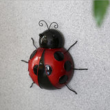 Maxbell 10Pcs Mini Metal Ladybug Fence Hanger Wall Hanging Outdoor Garden Decor Red