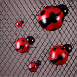 Maxbell 10Pcs Mini Metal Ladybug Fence Hanger Wall Hanging Outdoor Garden Decor Red