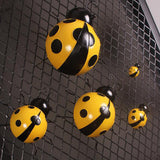 Maxbell 5Pcs Metal Ladybug Fence Hanger Wall Hanging Outdoor Garden Decor10cm Yellow