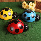 Maxbell 3Pcs Mini Metal Ladybug Fence Hanger Wall Hanging Outdoor Garden Decor 10cm