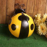 Maxbell 5Pcs Metal Ladybug Fence Hanger Wall Hanging Outdoor Garden Decor10cm Yellow