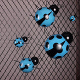 Maxbell 3Pcs Mini Metal Ladybug Fence Hanger Wall Hanging Outdoor Garden Decor 10cm