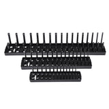 Maxbell Metric Socket Tray Rack Holder Storage Tool Organizer 1/4" 3/8" 1/2" Black