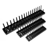 Maxbell Metric Socket Tray Rack Holder Storage Tool Organizer 1/4" 3/8" 1/2" Black